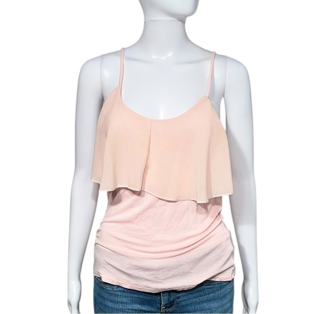Charlotte Russe Pink Chiffon Ruffle Top (S)